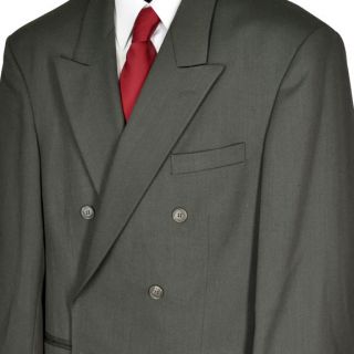 44R 44S Ron Chereskin Olive Green Double Breasted Wool Suit
