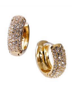 Michael Kors Golden Huggie Earrings with Pave Detail   
