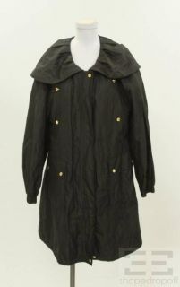 Hilary Radley Black Zip & Snap Closure Hooded Raincoat Size XL