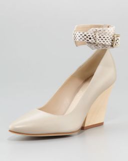 S006C Elizabeth and James Emily Ankle Strap Wedge Pump, Sand