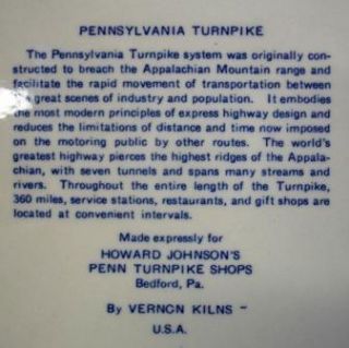 Vernon Kilns Pennsylvania Turnpike Plate Blue Transfer