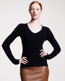 B1ZYP THE ROW V Neck Cable Sweater