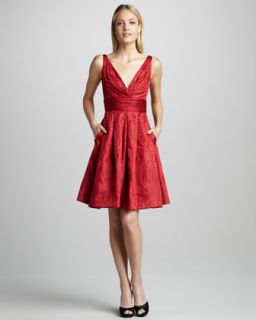T5MDZ Theia Fit and Flare Brocade Cocktail Dress