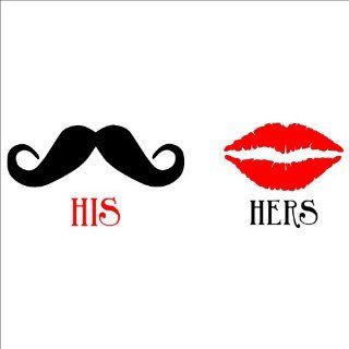 His Mustache Her Lips wall sayings vinyl lettering home