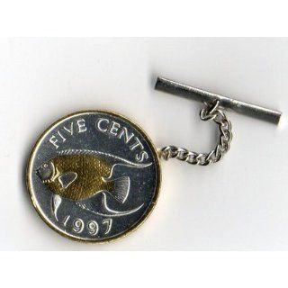Bermuda 5 Cent Angel Fish Two Tone Coin Tie Tack: Sports