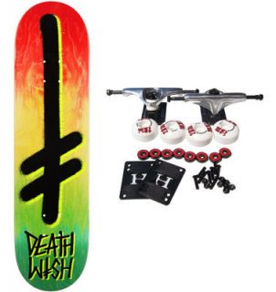 Deathwish Skateboard Complete Gang Logo Rasta 8 125