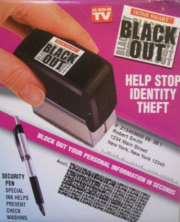BRAND NEW BLACK OUT SELF INKING SECURITY STAMP ~HELP STOP IDENTITY