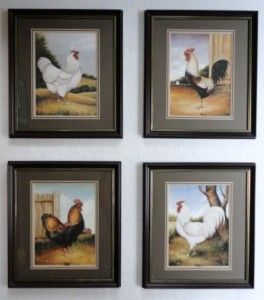  Cherry Framed & Matted David Carter Brown Rooster Prints Farm Scenes