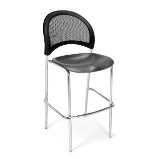 OFM Moon Cafe Height Plastic Chair Chrome Base Black 338C