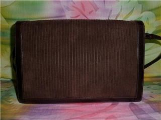  Jay Herbert NY Brown Ribbed Suede Leather Clutch Purse w Strap