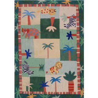 Kids NEW Area Rugs 4x6 Green Palm Tree Wool Carpet