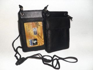 2X Leather Badge ID Lanyard Holder with Snap Pocket