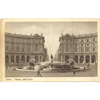 1940s Vintage Postcard Piazza dellEsedra   Rome Italy