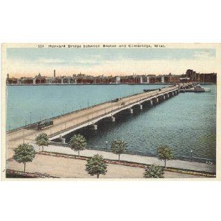 1910 Vintage Postcard   Harvard Bridge between Cambridge