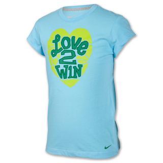 Kids Nike Love 2 Win Tee Shirt Blue Chill/Dark