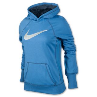 Nike Swoosh Out Womens Pullover Hoodie Blue/White