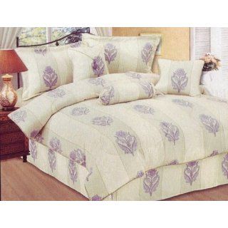 7pc Queen Size Purple Bed in a Bag Comforter Bedding Set