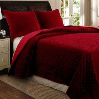 Luxurious Home Fashion Bohemian Red Velvet Quilt Bedspread Set New