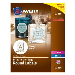 Avery Print   To   The   Edge Round Labels, Glossy White