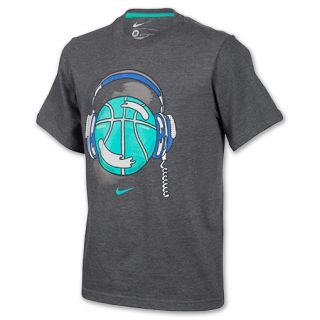 Kids Nike Headphone Ball Tee Shirt Charcoal