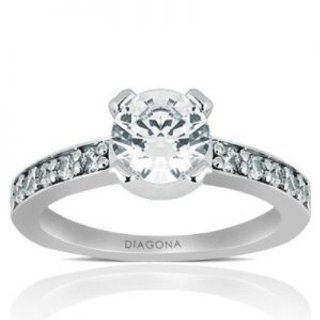  Engagement Ring in 18KT white gold 0.65 CT. TW Diagona Jewelry