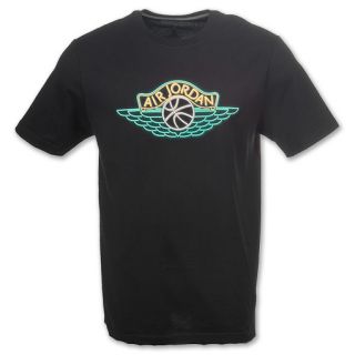 Jordan Neon Wings Mens Tee Shirt Black/New Green