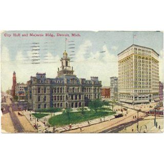 1911 Vintage Postcard City Hall and Majestic Building
