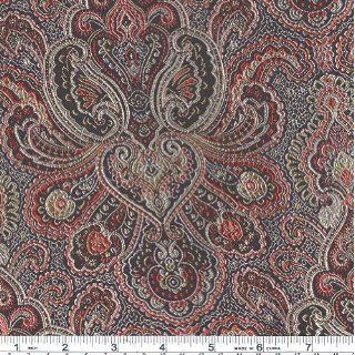 44 Wide Oriental Brocade Fabric Paisley Black/Red By The