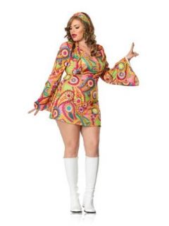 Plus Size Hippie Costume Retro 60s 70s Costume Bell Sleeve