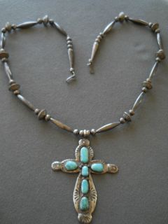 Horace Iule Turquoise Sterling Silver Necklace Cross