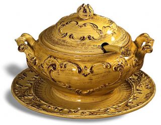 Italy Tuscan Horchow Soup Tureen w Ladle Baroque Design