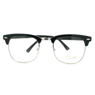 Eyeglass Frame Club Half Horn Rimmed Glasses Unisex New Black Silver