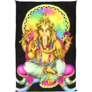  : TAPESTRY   MULTICOLOR AIR BRUSH GANESH (48 x 74 in): Home & Kitchen