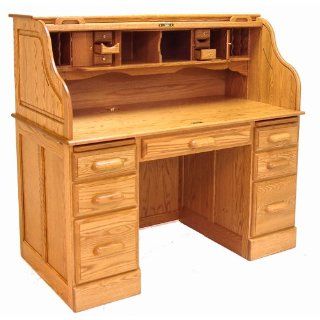 Deluxe Solid Oak Roll Top Desk: Furniture & Decor