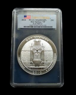 2010 P HOT SPRINGS 5 OZ SILVER NATIONAL PARK PCGS MS68DMPL FIRST