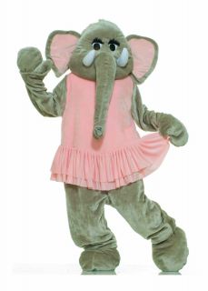quality elephant adult costume mascot L XL grey plush fur pink tutu