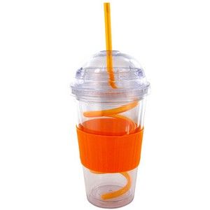  Insulated Curly Straw Tumbler Hot Cold Cup Mug 16 oz BPA Free