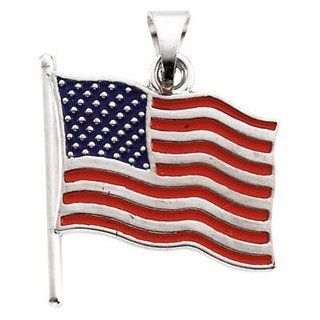 14K White Gold American Flag Pendant DivaDiamonds
