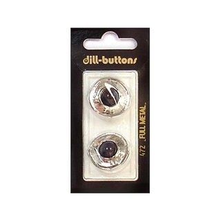 Dill Buttons 23mm Shank Black/Silver Metal 2 pc Arts