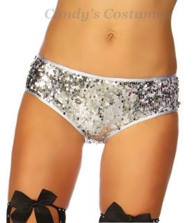 Sexy Silver Sparkle Sequin Hotpants Boyleg Burlesque Shorts Stripper