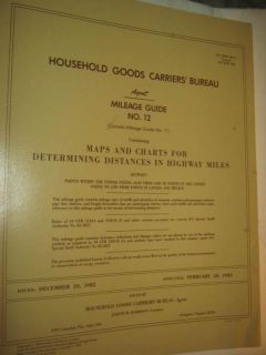 Household Goods Carriers Bureau Mileage Guide 12 1982