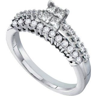 14k. WHITE GOLD 0.58CTW DIAMOND INVISIBLE SET BRIDAL RING Size 7