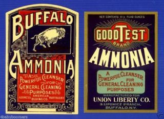 Antique Buffalo Ammonia Bottle Labels Est 1872 NY