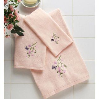 Cherry Blossom & Butterflies Pink 3Pc Towel Set By