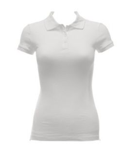 Girls White Short Sleeve Polo Shirt Cotton Spandex
