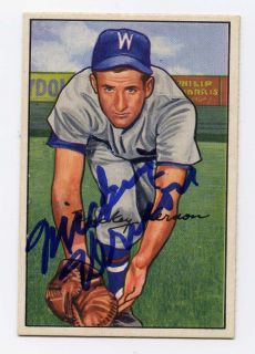 Mickey Vernon autographed hand signed 1952 Bowman #87 Washington