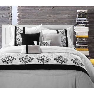 Renaisance Grays, Black 8 Piece King Comforter Bed In A
