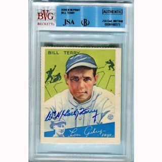 Bill Terry Autographed Graded Dover Reprint Card (James