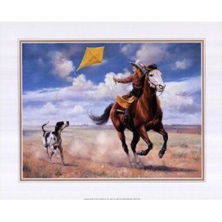 Jack Sorenson Flying a Kite with Friends 20.00 x 16.00