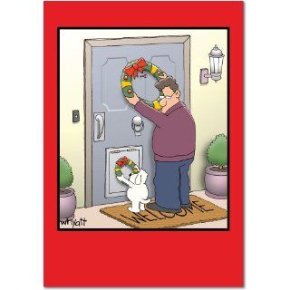 Set of 12 Dog Wreath Christmas Paper Cards: Home & Kitchen